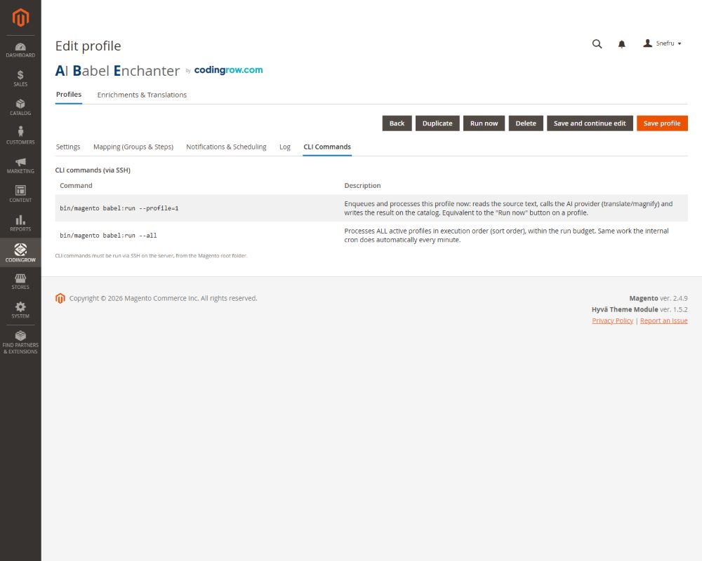 Run and automate from the command line for large catalogs and cron jobs.