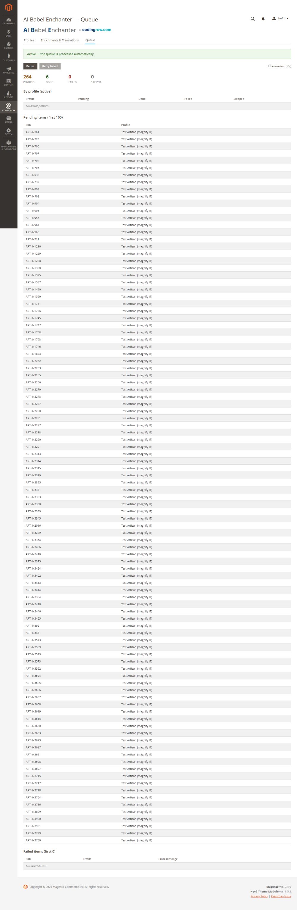 The Queue page: pause, resume and track every AI job.
