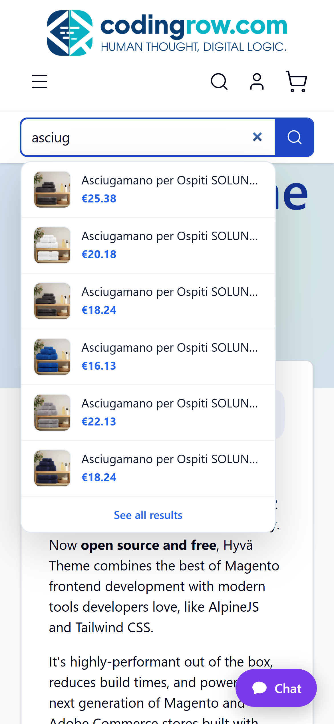 Mobile: the same instant suggestions, sized for the phone.