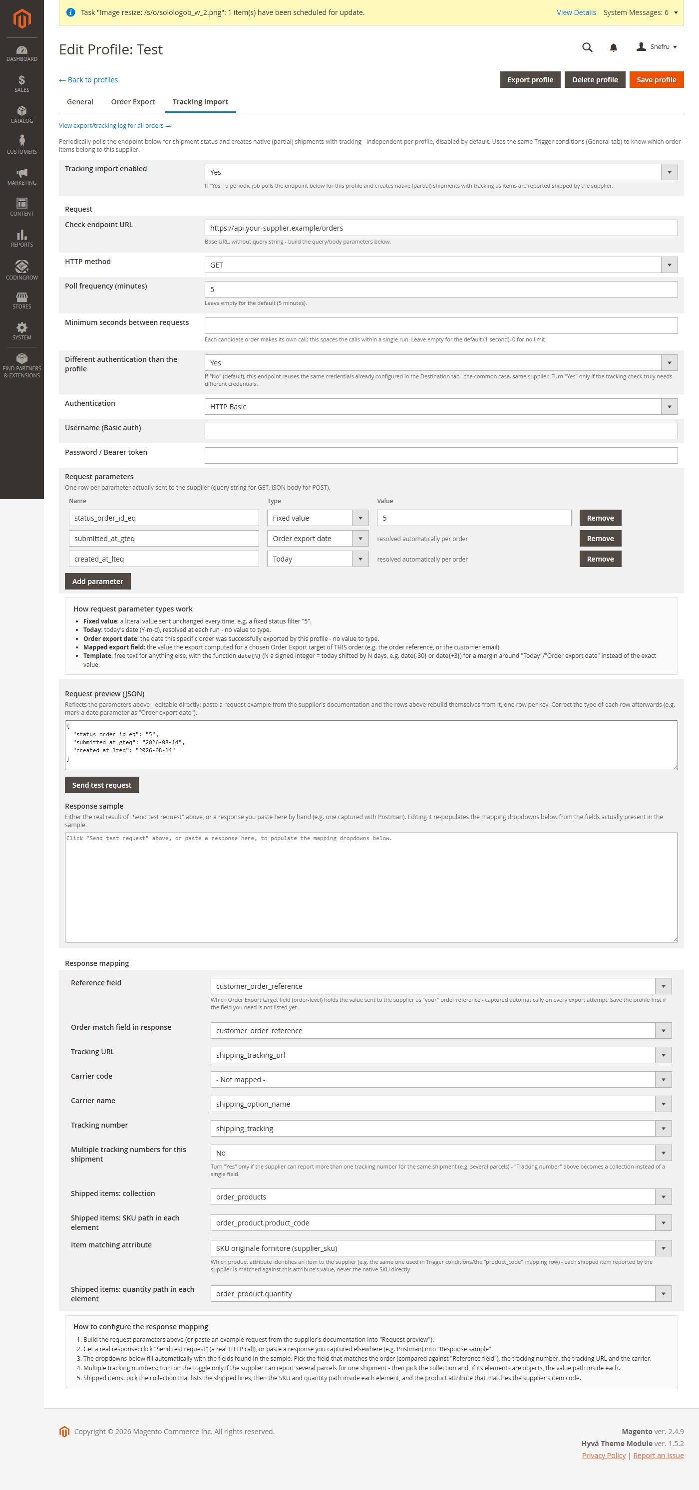 Tracking Import tab