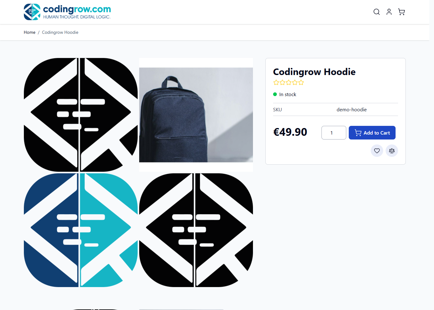 Product page on desktop with the Product Page Pro & SEO 2-column image grid and the sticky buy-box